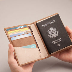 Vintage Leather Men Small Slim Travel Wallet Passport Wallet for Men - iwalletsmen