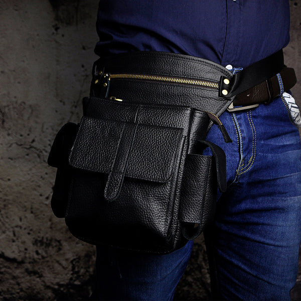 thigh strap bag Mens Drop Leg Bag Biker Leather Thigh Bag Left Leg Pack Belt Pouches For Men