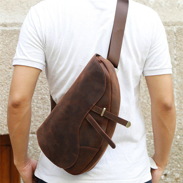 Full Grain Leather Sling Bag for Men - iwalletsmen