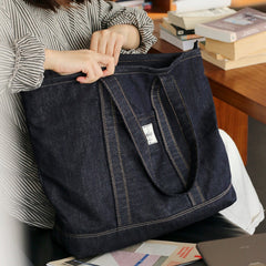 Womens Blue Denim Large Tote Bag Denim Handbag Denim Large Tote Shoulder Bag for Men Women