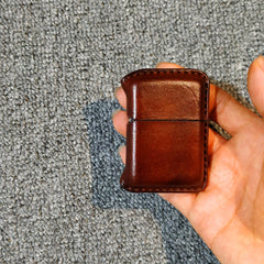 Handmade Mens Black Leather Zippo Lighter Pouch Personalization Biker Zippo lighter case