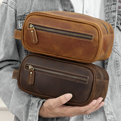  Men's Leather Toiletry Bag Full Grain Leather Toiletry Bag - iwalletsmen