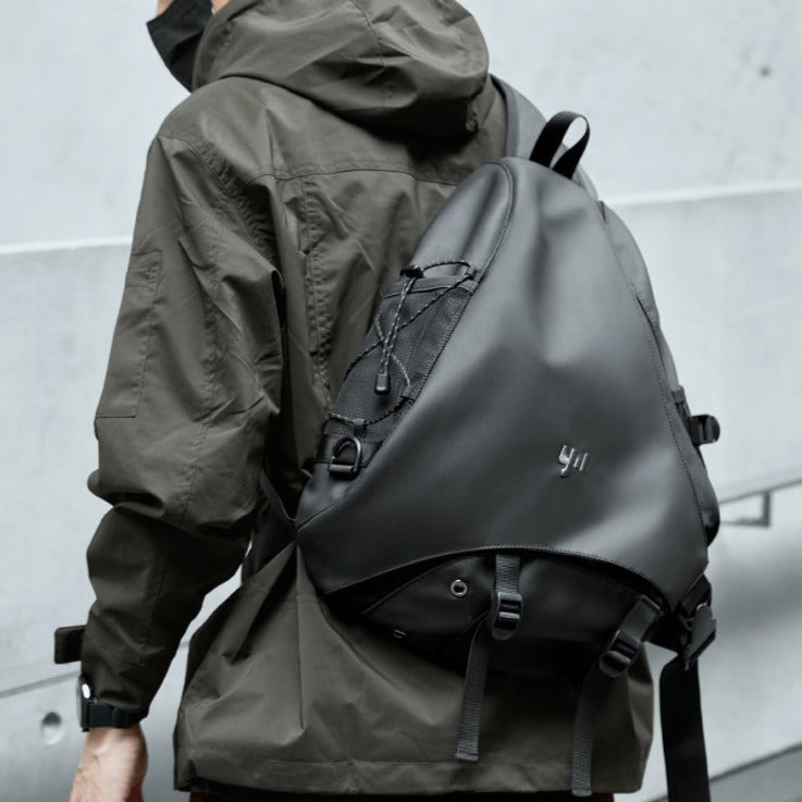 Black Travel Large Sling Bag For Big Men Waterproof Large