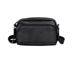 Soft Leather Crossbody Bag Black Small Mens Black Leather Crossbody Bag - iwalletsmen