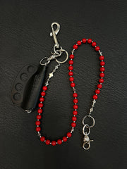 Red Ball Wallet Chain Ball Pants Chain Agate Beaded Wallet Chain Bead Wallet Chain - iChainWallets