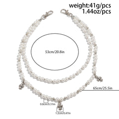 White Beaded Wallet Chain for Women Womens Double Wallet Chain - iChainWallets