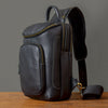 Large leather sling bag - contrast visible stitching detail on leather edge
