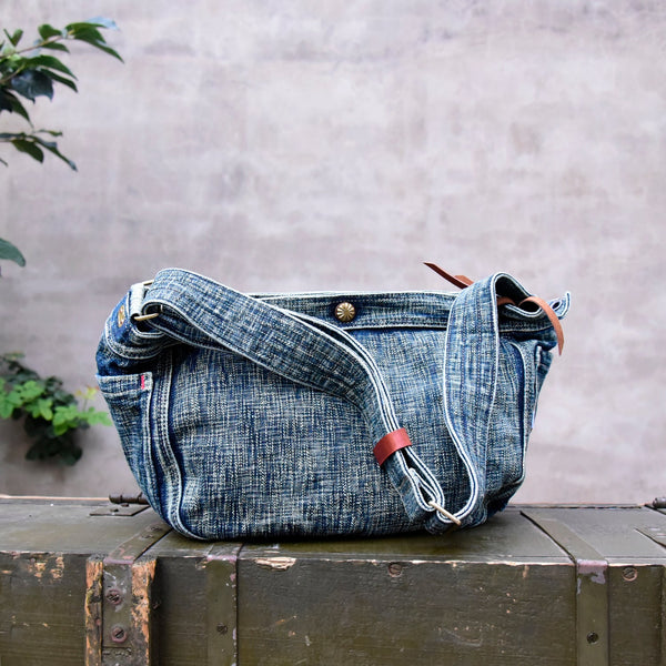 Washed Distressed Womens Large Jeans Shoulder Bag Large Denim Crossbody Bag for Men - Feltify