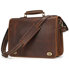 Brown Minimalist Leather Briefcase for Men - iwalletsmen