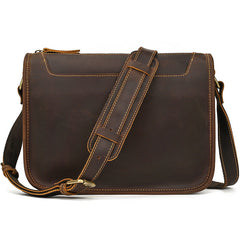 Black Brown Vintage Leather Messenger Bag 
