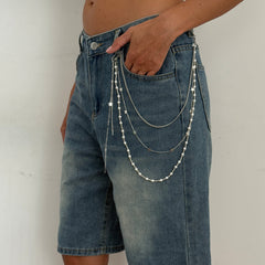 Pearl Wallet Chains Womens Triple Wallet Chain Star Beaded Wallet Chain for Women - iChainWallets