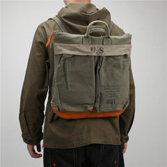 Army Green Canvas Mens Backpack Canvas Army Backpack Canvas Travel Backpack for Men