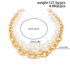 Large Pearl Gold Beaded Wallet Chain for Women - iChainWallets