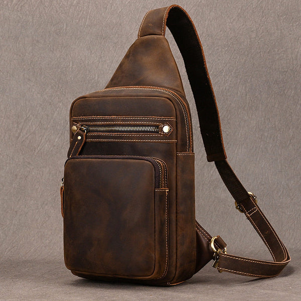 Brown Leather Sling Bag 