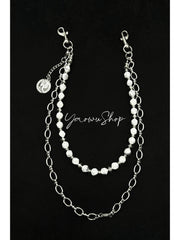 Beaded Wallet Chain Black Turquoise Stone Wallet Chain Double Wallet Chain - iChainWallets