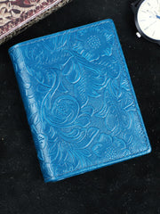 Handmade Leather Billfolds for Women Floral Green Leather Wallet Leather Green Wallet
