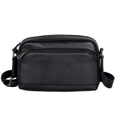 Small Mens Black Leather Crossbody Bag - iwalletsmen
