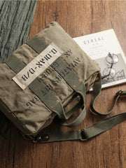 Army Green Canvas Mens Pilot Bag Canvas WWII Bag Canvas Army Weekender Bag Travel Bag for Men