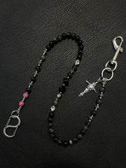 Black Turquoise Stone Bead Wallet Chain Beaded Wallet Chain - iChainWallets