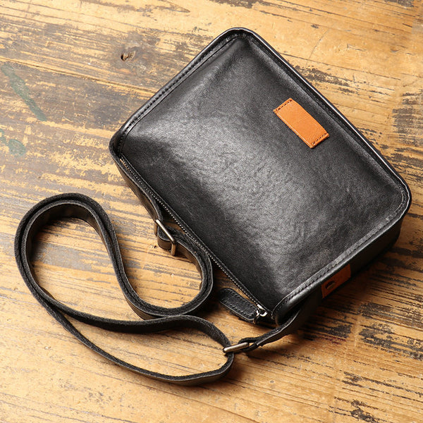 Black Leather Crossbody Bag for Men Messenger Bag - iwalletsmen