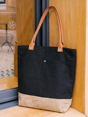 Canvas Tote Shoulder Bag - Compartment Detail - iwalletsmen