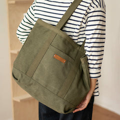 Mens Army Green Canvas Large Tote Bags Canvas Handbag Canvas Tote for Men Women