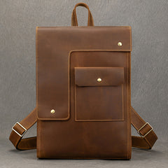 Crazy Horse Leather Backpack Mens 17L Brown Leather Backpack for Men - iwalletsmen