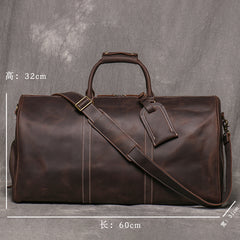 Cool Mens Leather Large Weekender Bag Duffle Bag Vintage Large Travel Bag for Men