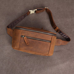 Brown Leather Waist Bag for Men 