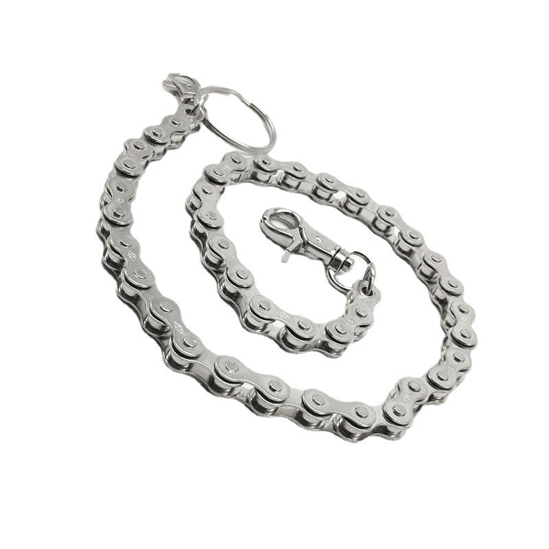 Silver Bike Chain Wallet Chain - front view - iwalletsmen