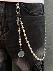 Long Ball Wallet Chains for Women White Ball Wallet Chain Beaded Wallet Chain