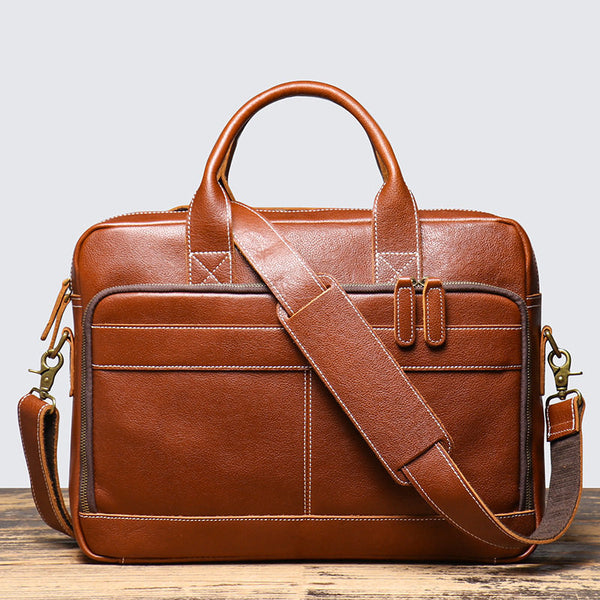 Brown Leather 14 inches Laptop Briefcase 