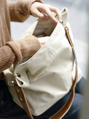 Womens White Canvas Tote Bags Canvas Shoulder Bag Canvas Crossbody Tote Bags for Men