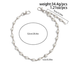 Pearl Wallet Chains Silver Beaded Wallet Chain for Women 