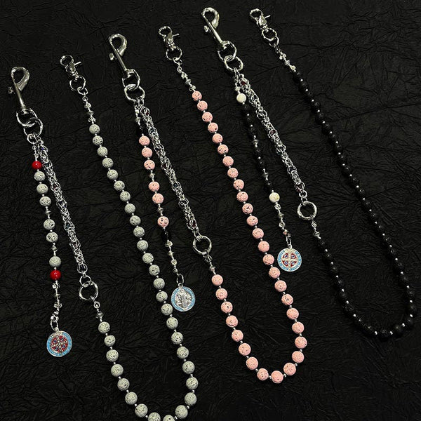 Lavastone Beaded Wallet Chain Long Bead Wallet Chain for Women - iChainWallets