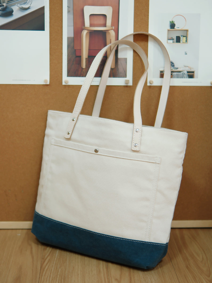 Women White Beige&Navy Canvas Shopper Tote Bags Canvas Tote Shoulder Bag Handbag for Mens