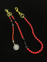 Red Lavastone Beaded Wallet Chain Long Bead Wallet Chain for Women - iChainWallets