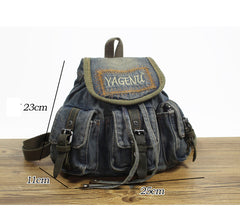 Vintage Denim Blue Womens Backpacks School Backpacks Blue Denim Laptop Backpack For Womens