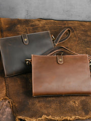 Brown Mens Leather Clutch Bag with Wrist Strap - iwalletsmen
