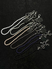 White Beaded Wallet Chain Womens White Lavastone Long Bead Wallet Chain with Keyring - iChainWallets