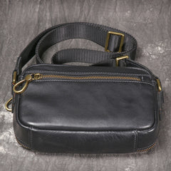 Black Small Messenger Bag Men's Black Leather Messenger Bag Small Black Leather Crossbody Bag