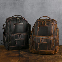 Brown Large Leather 24L Huge Backpack - iwalletsmen