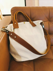 White Canvas Tote Bag Canvas Messenger Handbag Womens Canvas Shoulder Totes Bag for Men