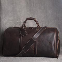 Cool Mens Leather Large Weekender Bag Duffle Bag Vintage Large Travel Bag for Men