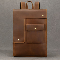 Crazy Horse Leather Backpack Mens 17L Brown Leather Backpack for Men - iwalletsmen