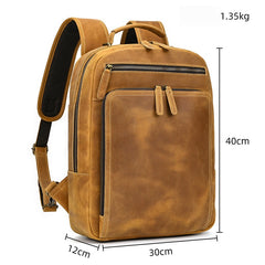Camel Crazy Horse Leather Backpack Mens Large Tan Leather Backpack for Men - iwalletsmen