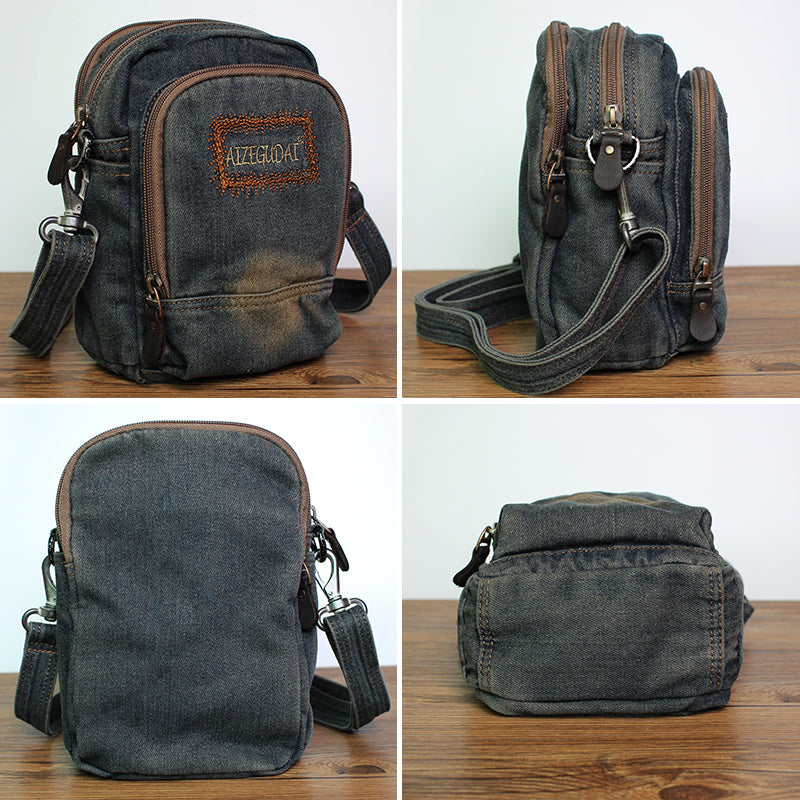 Blue Denim Small Messenger Bags Denim Small Side Bags Vintage Small Cr –  iwalletsmen