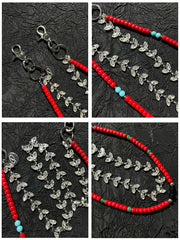 Red Beaded Wallet Chain Double Wallet Chain Beaded Pants Chain Double Pants Chain - iChainWallets