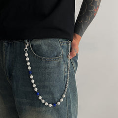 Blue Beaded Wallet Chain for Women 