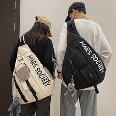 Nylon Large Sling Bag For Big Men Gray Waterproof Hiking Huge Sling Bag For Women